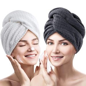 Microfiber Hair Towel Wrap for Women 2 Pack, Quick Drying, Ultra Absorbent